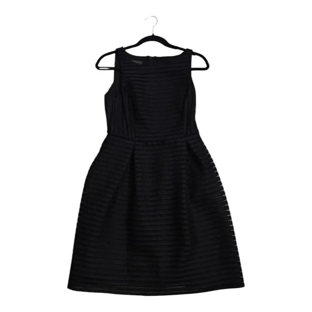 Metaphor Black Textured Sleeveless Midi Dress